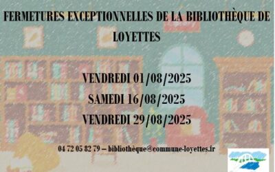📚 FERMETURES EXCEPTIONNELLES DE LA BIBLIOTHÈQUE 📚