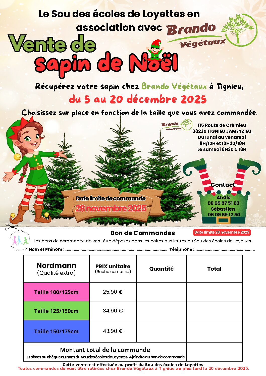 🎄 LE SOU DES ÉCOLES ORGANISE UNE VENTE DE SAPIN DE NOËL 🎄