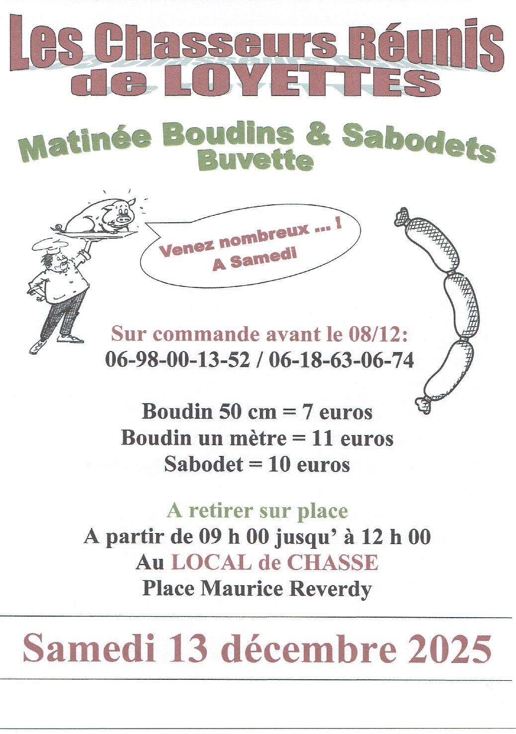 🐖 LES CHASSEURS ORGANISENT UNE MATINÉE BOUDINS ET SABODETS 🐖