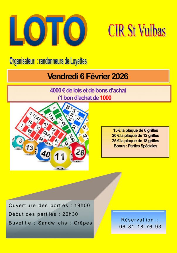 🚶‍♀️ LOTO DES RANDONNEURS DE LOYETTES 🎁