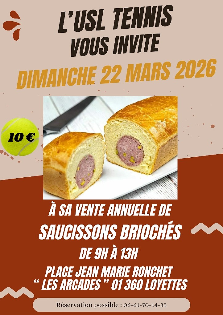 🎾 LE TENNIS CLUB ORGANISE UNE VENTE DE SAUCISSON BRIOCHÉ 😋
