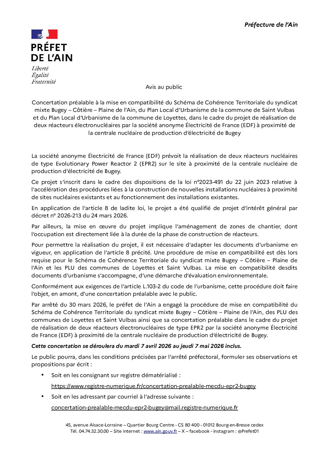 ⚡AVIS AU PUBLIC 📢 CONCERTATION EPR2 📆 DU 07 AVRIL 2026 AU 07 MAI 2026 INCLUS