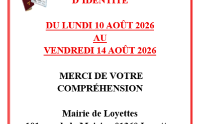 ❌ FERMETURE EXCEPTIONNELLE DU SERVICE PASSEPORT CARTE D&rsquo;IDENTITÉ ❌