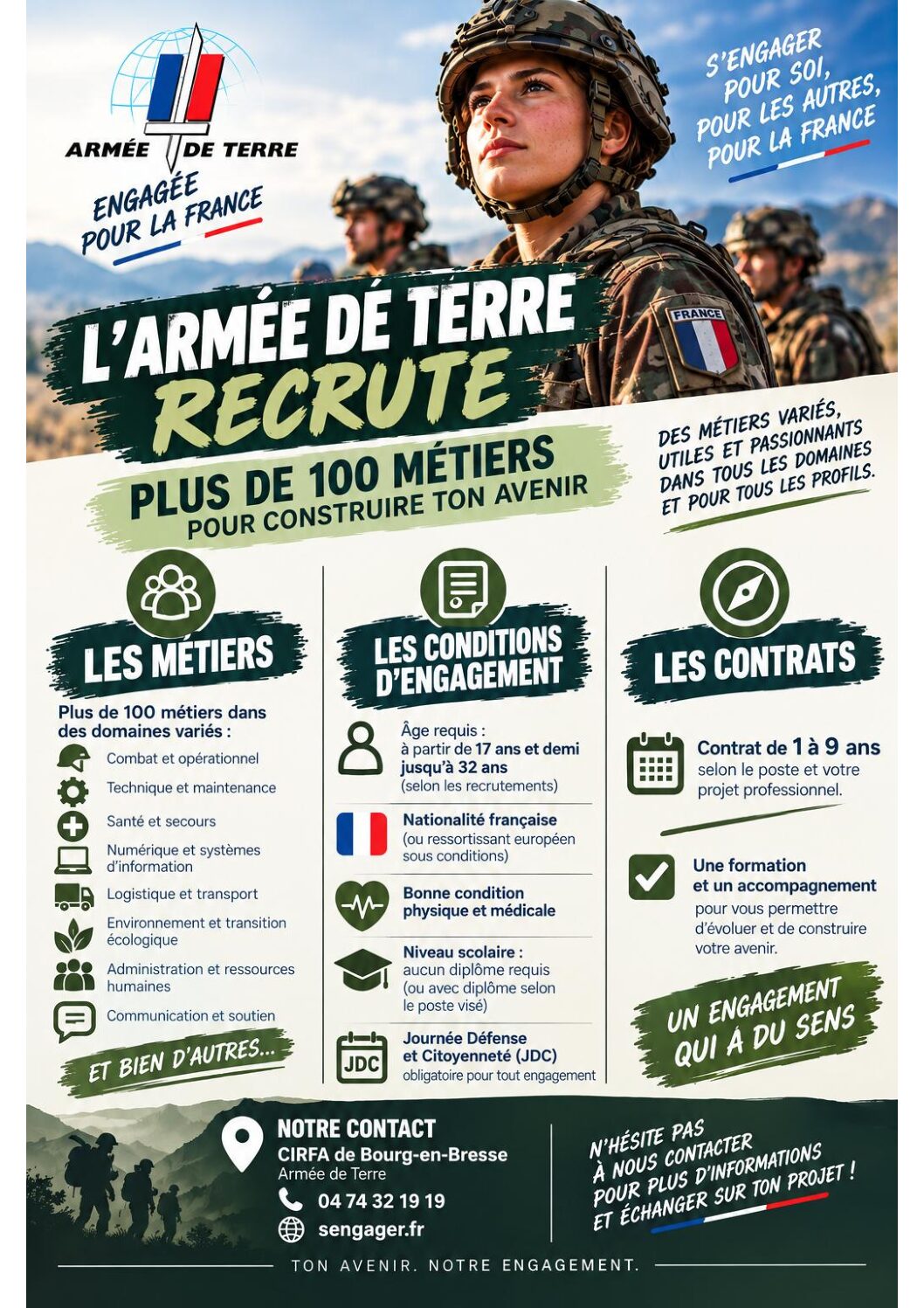 🪖L&rsquo;ARMÉE DE TERRE RECRUTE CIRFA DE BOURG-EN-BRESSE 04 74 32 19 19 🚁