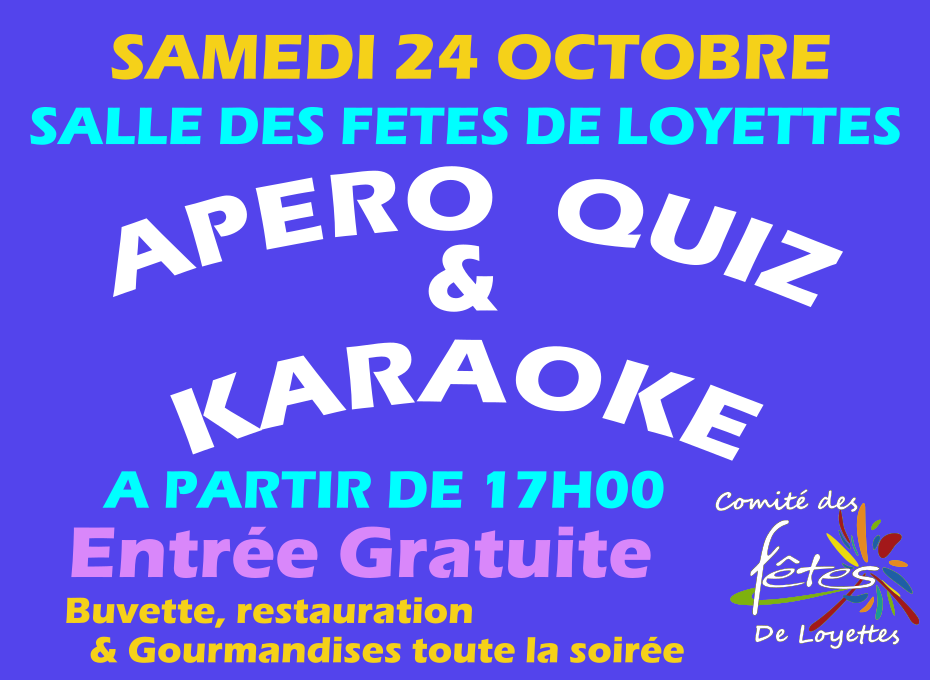 🎶 KARAOKÉ QUIZZ ET APÉRO DU COMITÉ DES FÊTES ! 🫒