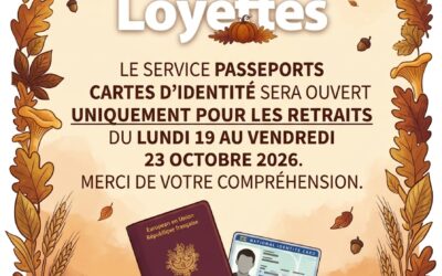 ❌ FERMETURE EXCEPTIONNELLE DU SERVICE PASSEPORTS CARTES D&rsquo;IDENTITÉ DU LUNDI 19 AU VENDREDI 23 OCTOBRE 2026 ❌